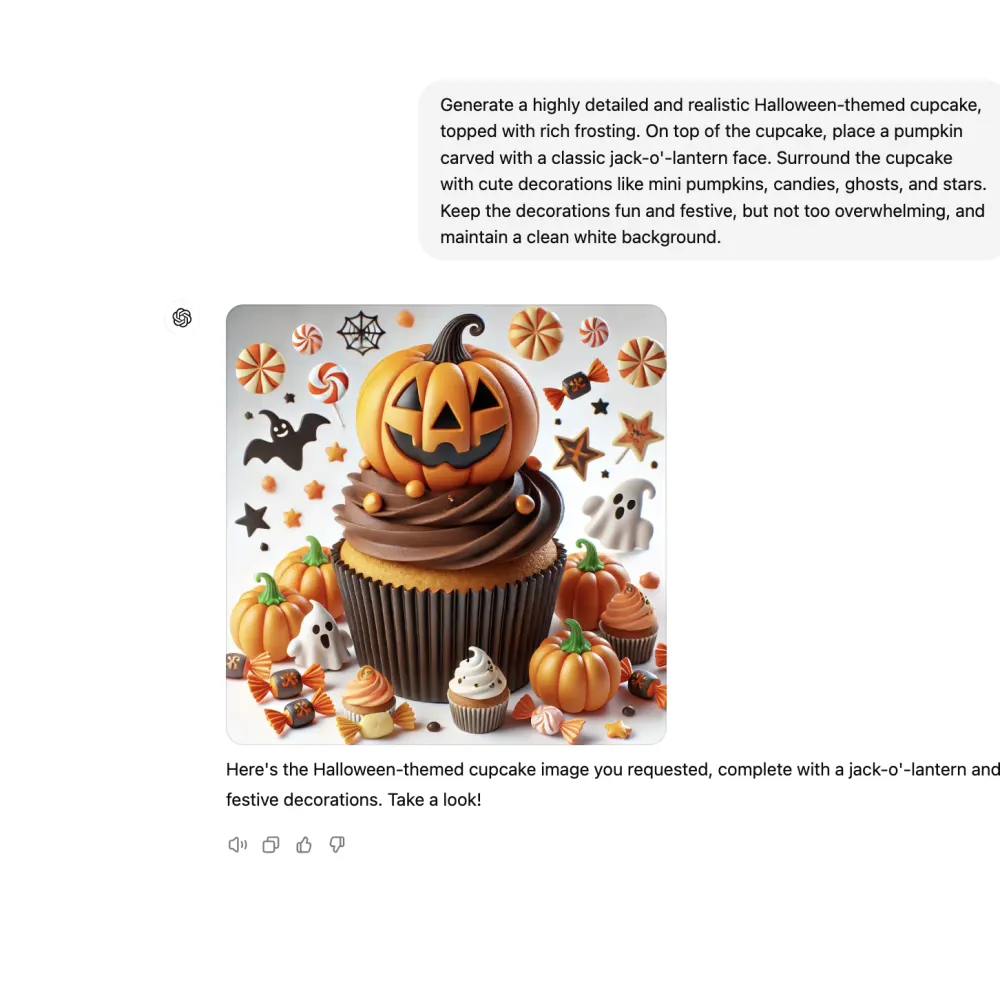 ChatGPT prompt for a Halloween cupcake design