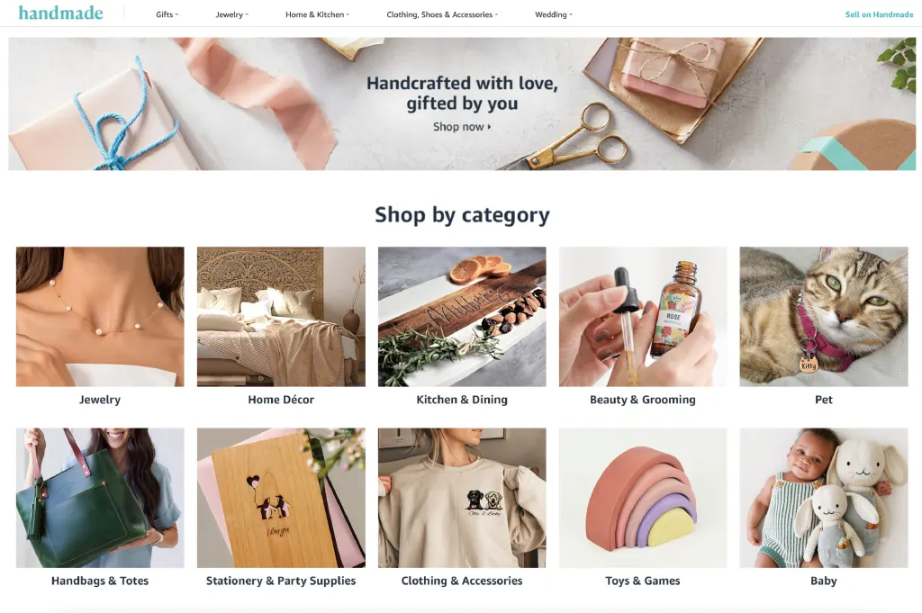 Amazon Handmade marketplace example