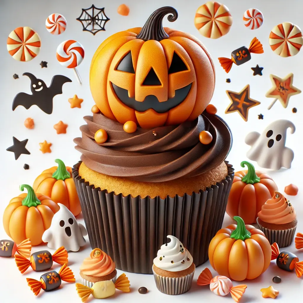AI-generated Halloween cupcake artwork