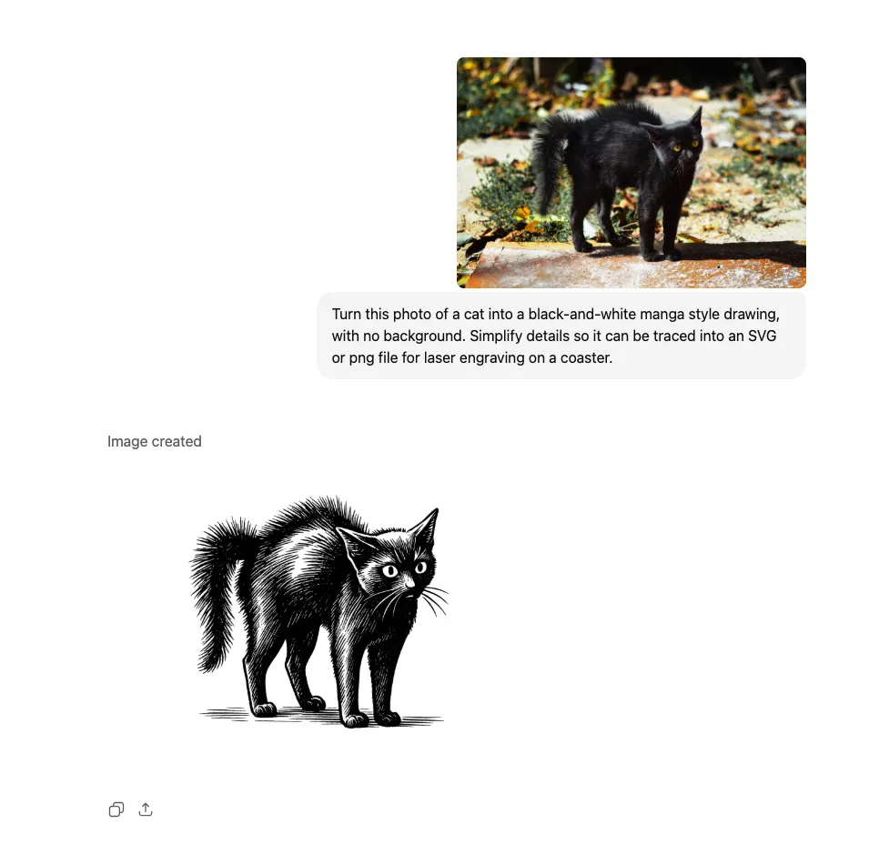 Example AI-generated artwork prepared for laser cutting