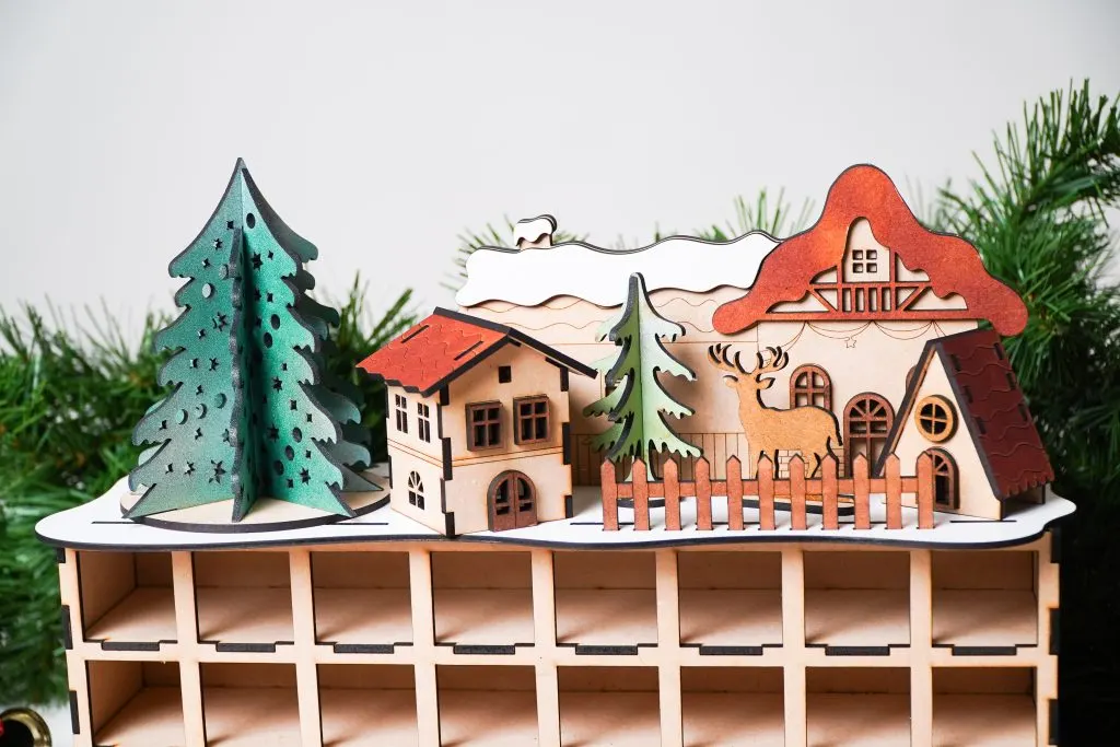 Close-up of the advent calendar drawer details