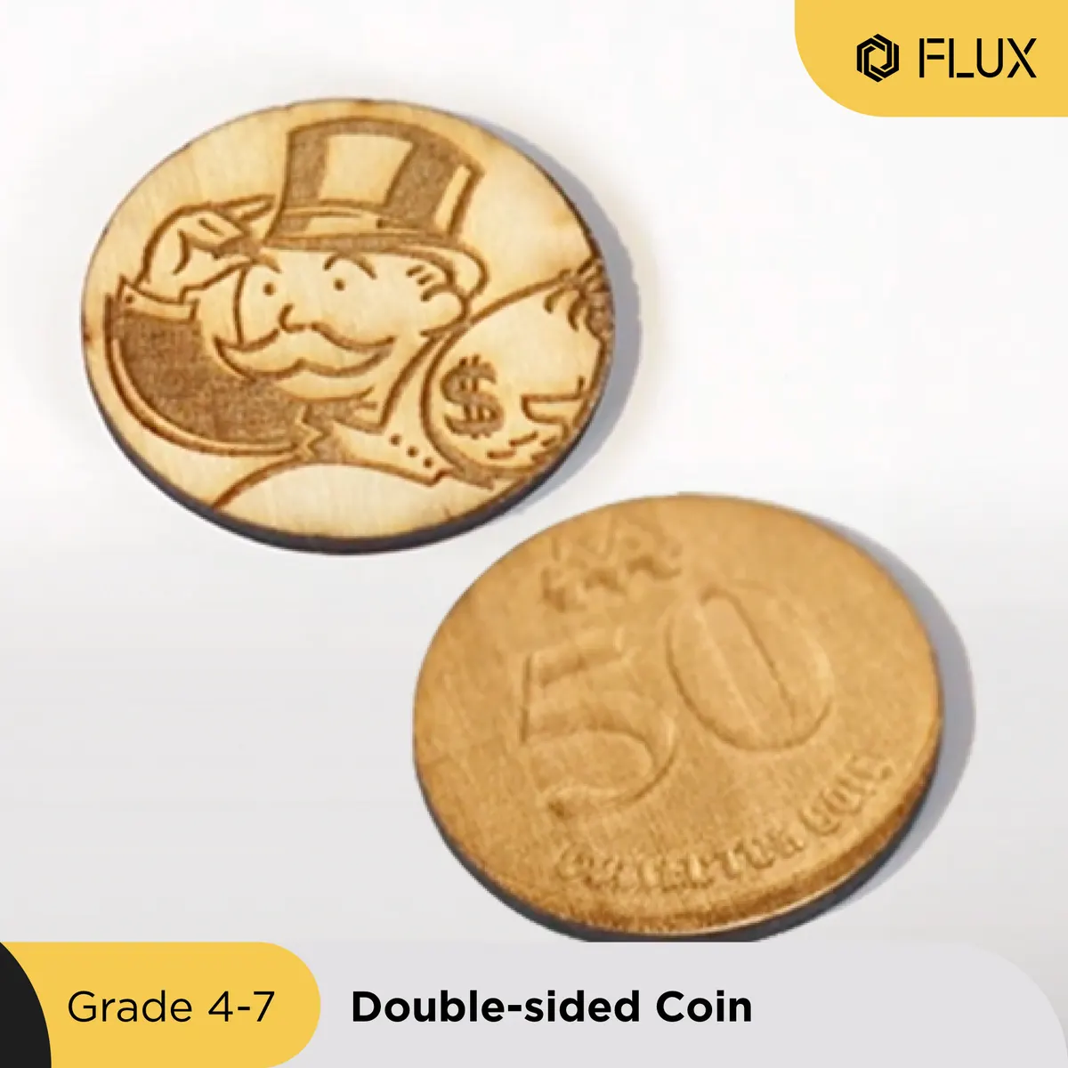 Double-sided wooden coin replicas