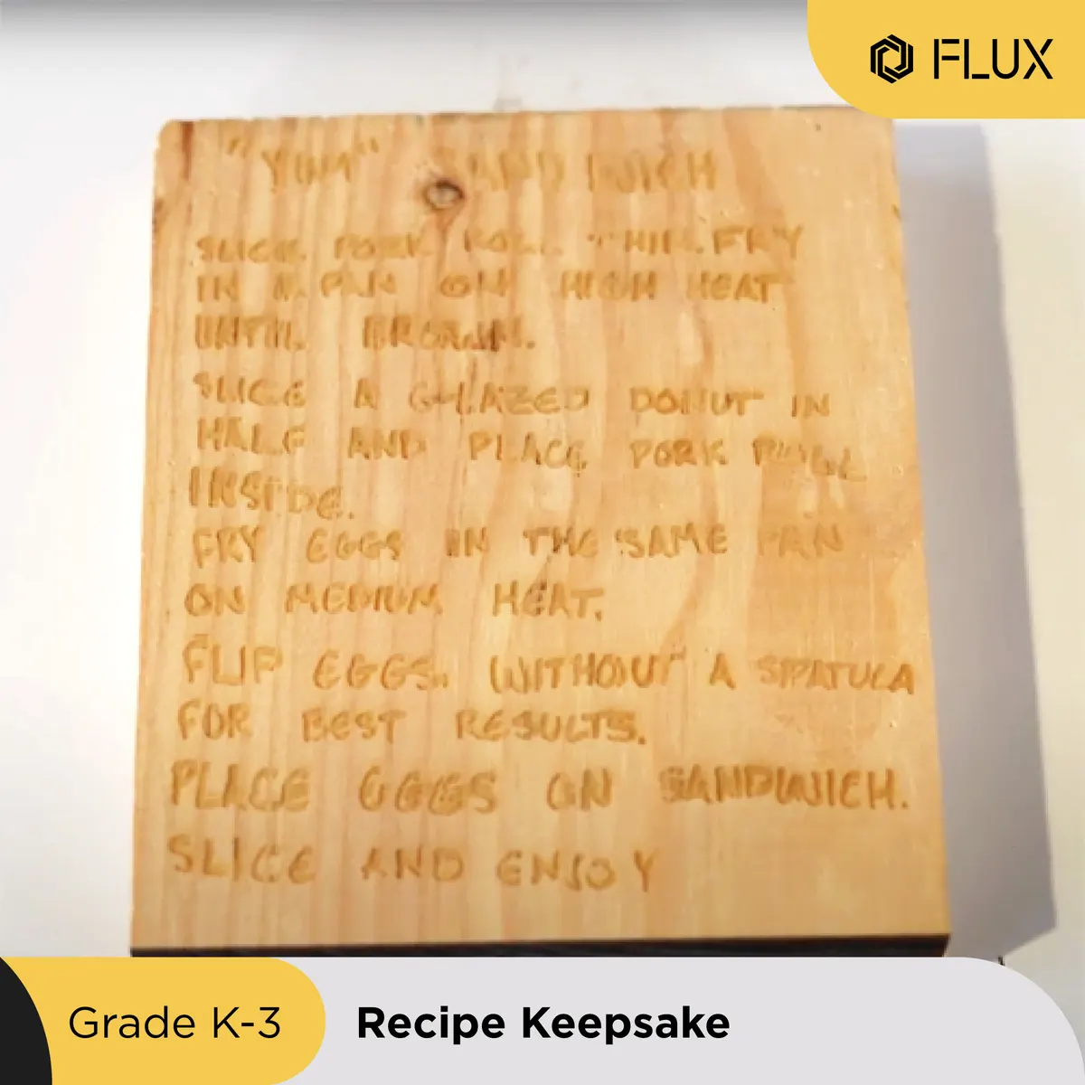 Family recipe engraved on wood