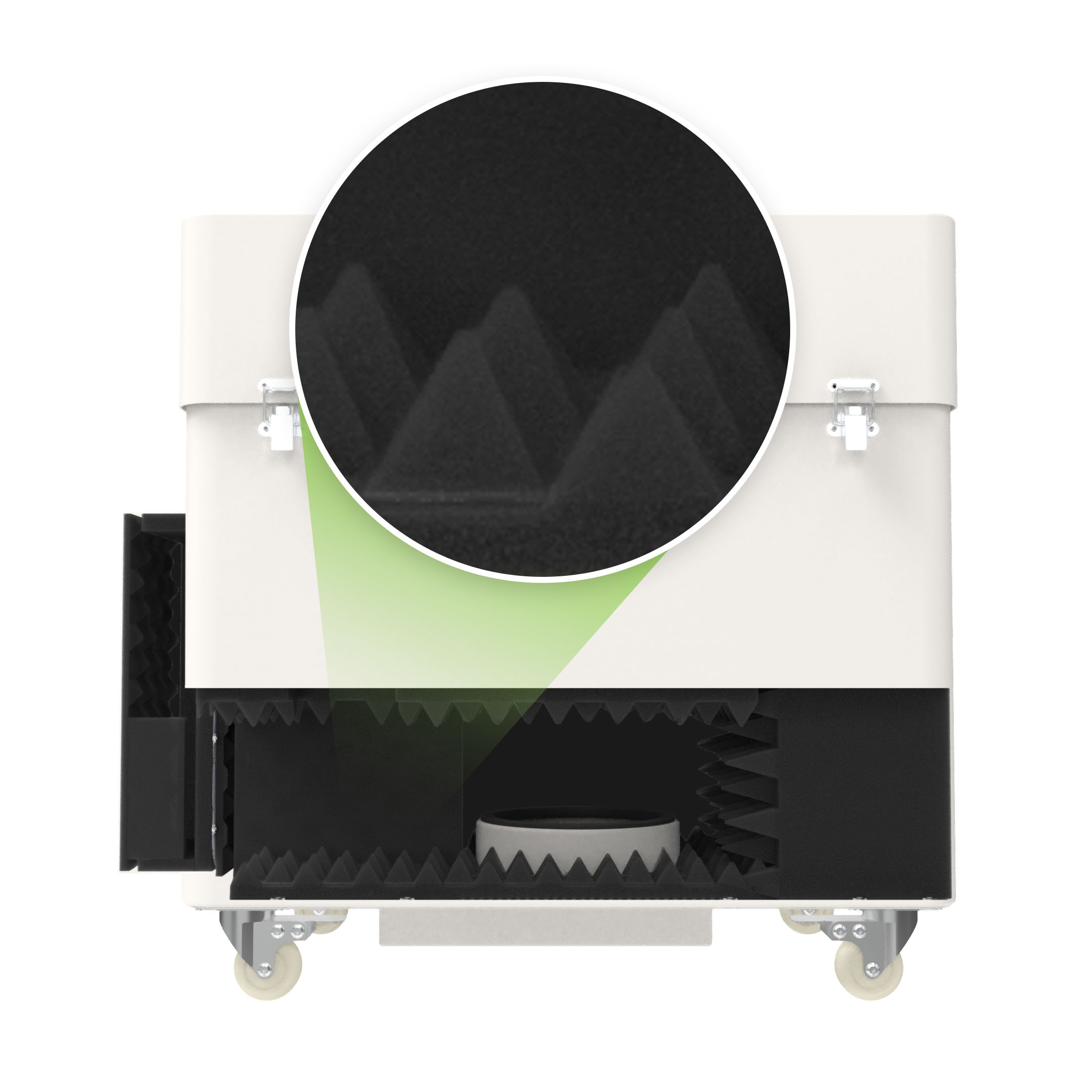 Beam Air Pro sound-absorbing sponge and enclosure design