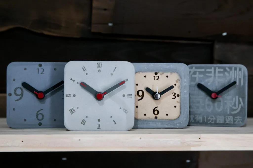 Geometric eco-cement clock made by Cement Craft Workshop