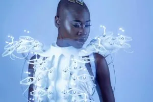Anouk Wipprecht presenting a fashion technology creation