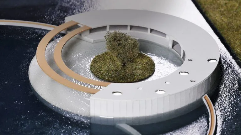 Detailed walls and structures in a miniature architectural model