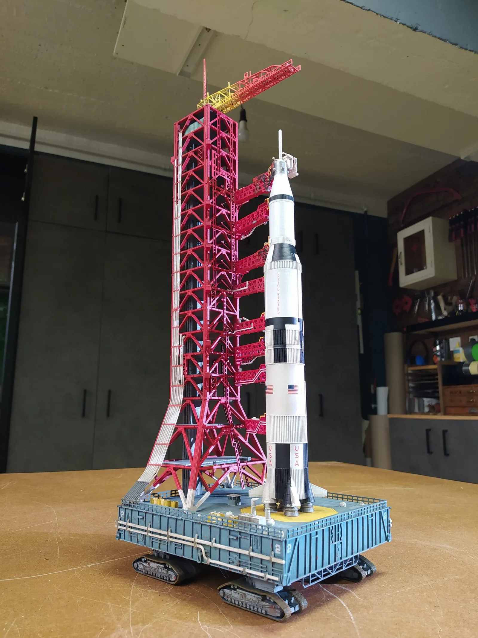 The Apollo rocket miniature during construction