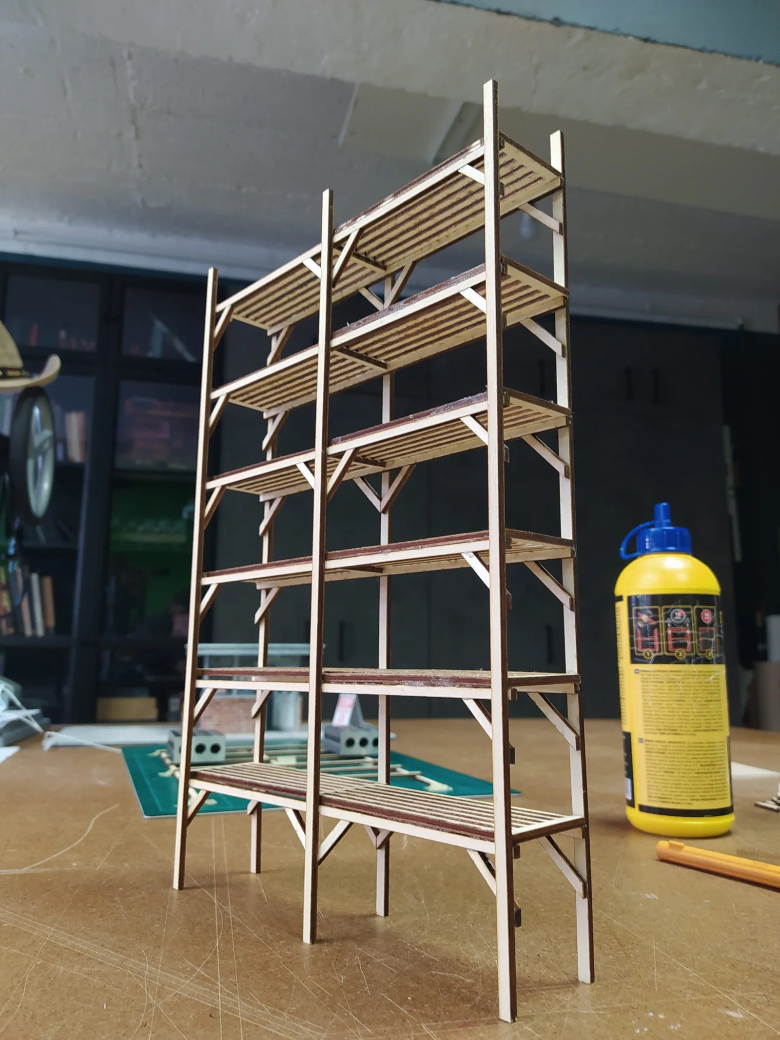 A precisely cut miniature building for the film set