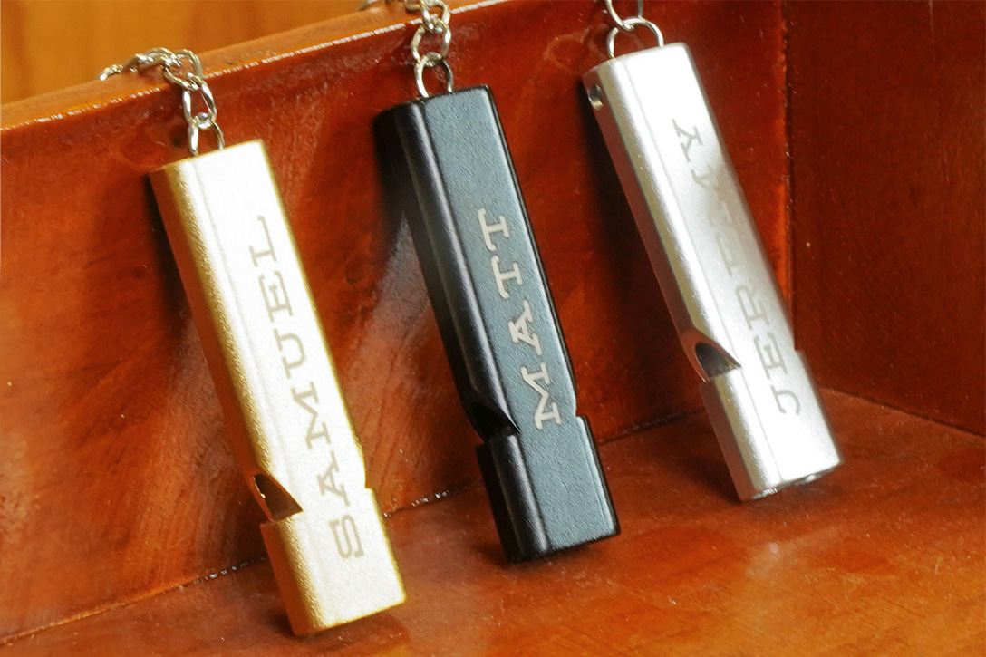 Infrared engraving on anodized metal keychains
